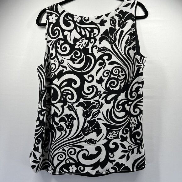 Chicos Women's Top Reversible Size Large Black White Paisley Pullover Sleeveless - Picture 3 of 8